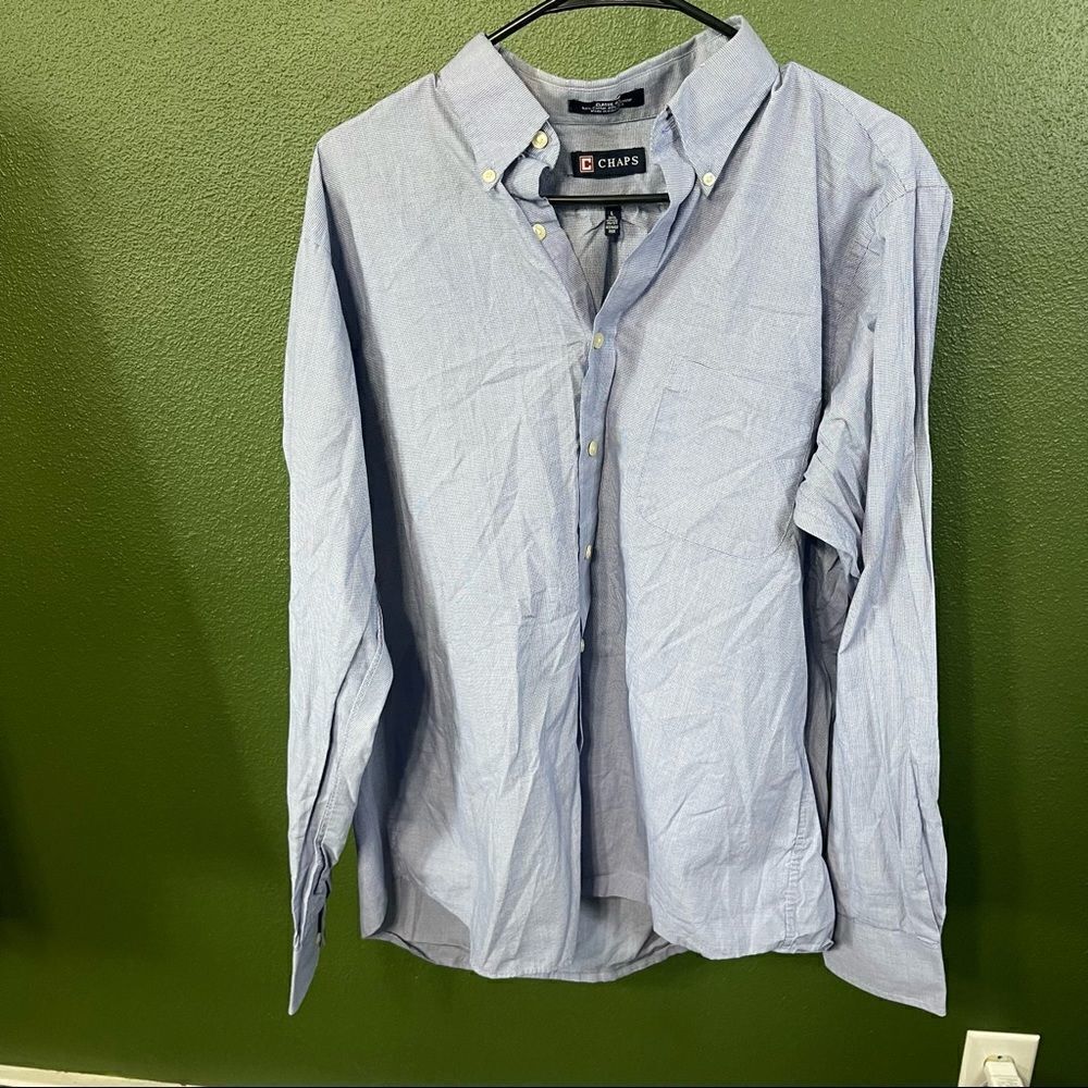 CHAPS classic fit large blue dressy shirt